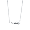Sterling Silver Shooting Star Necklace with five solid stars adjoined horizontally with the silver chain hanging from each end.