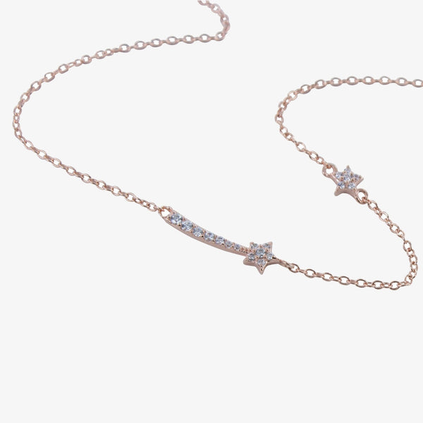 Sterling Silver Shooting Star Pavé Necklace - Reeves & Reeves