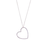 Sterling Silver Silhouette Heart Pavé Necklace - Reeves & Reeves