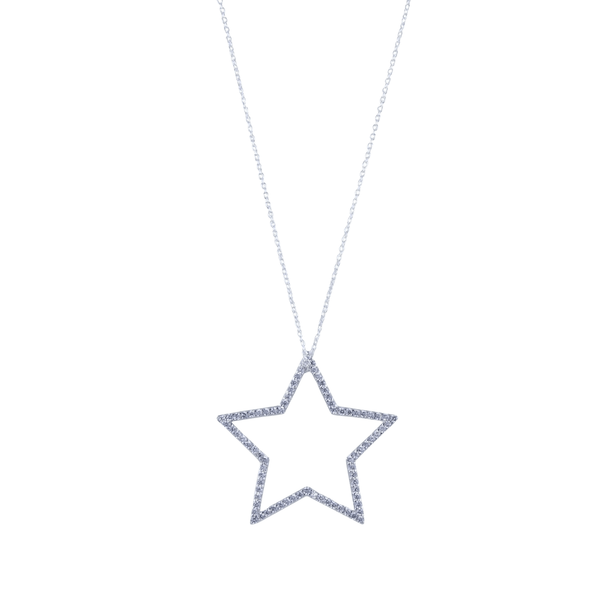 Sterling Silver Silhouette Star Pavé Necklace - Reeves & Reeves