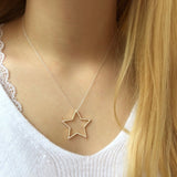 Sterling Silver Silhouette Star Pavé Necklace - Reeves & Reeves