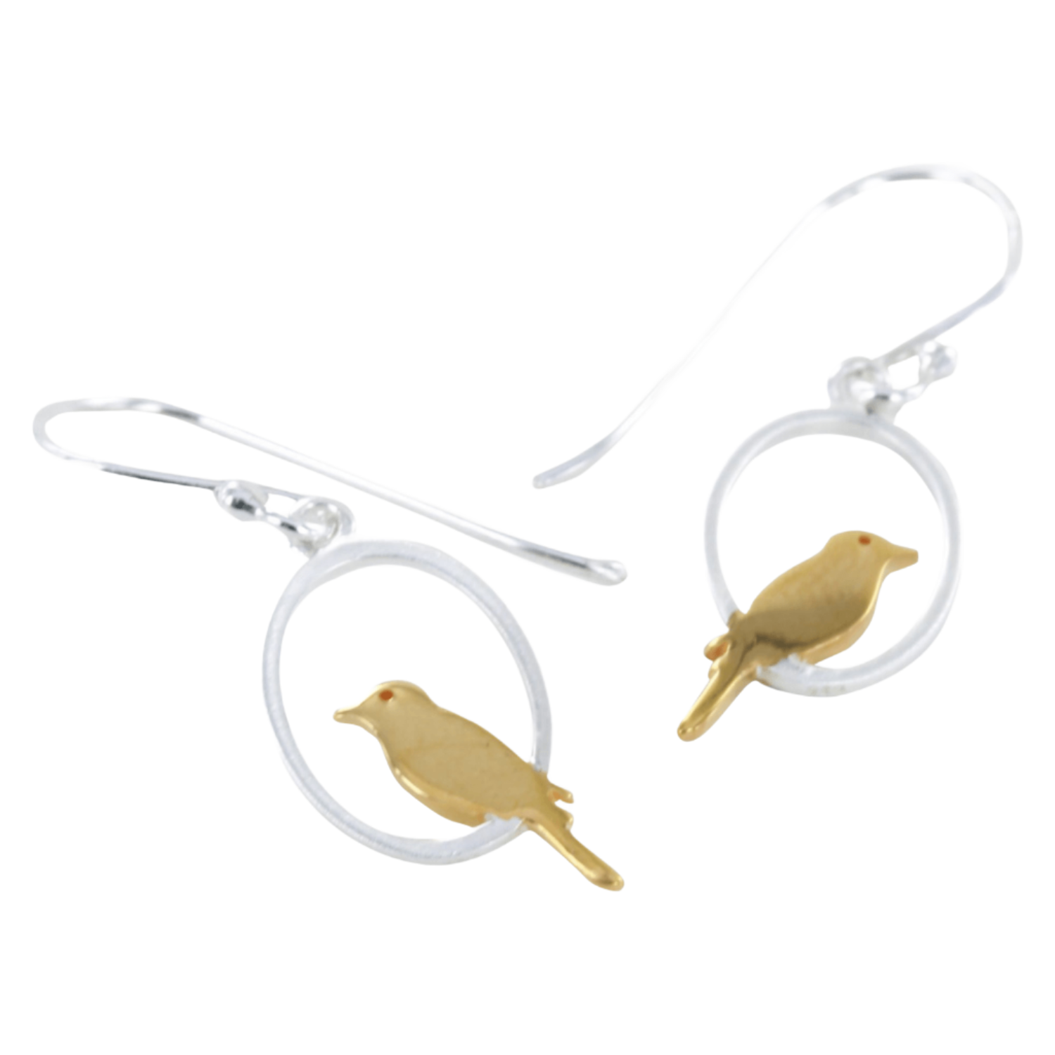 Sterling Silver Single Bird Drop Earrings - Reeves & Reeves