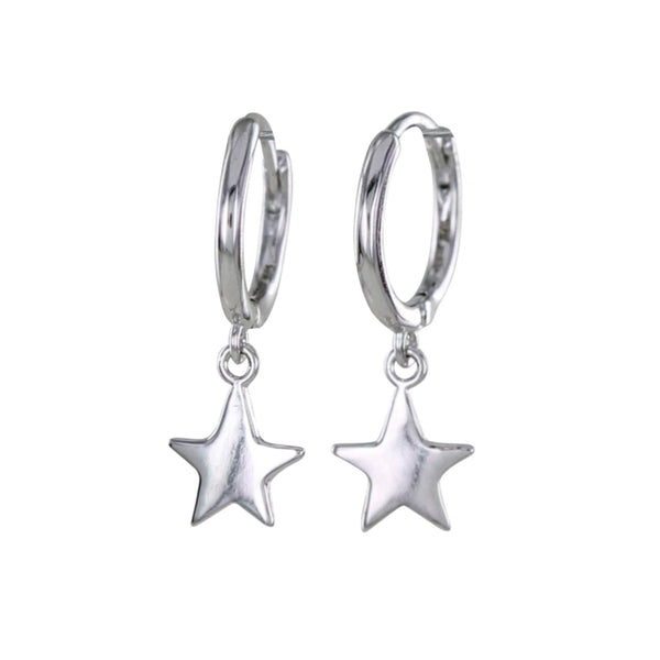Sterling Silver Sleepy Star Hoop Earrings - Reeves & Reeves