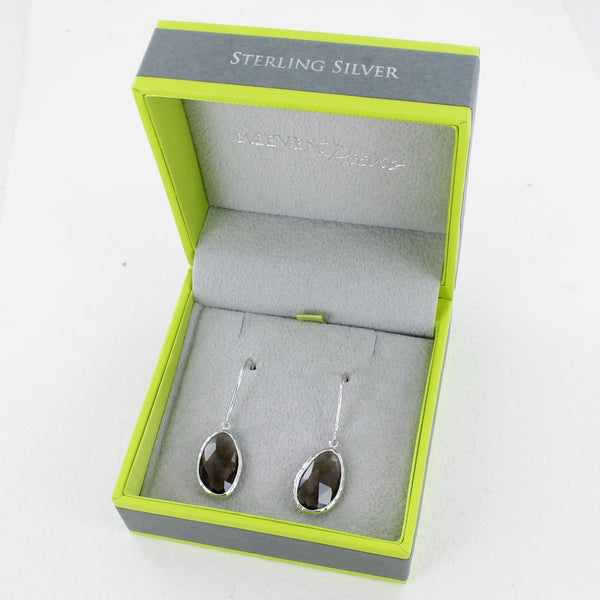 Sterling Silver Smokey Quartz Gem Earrings - Reeves & Reeves
