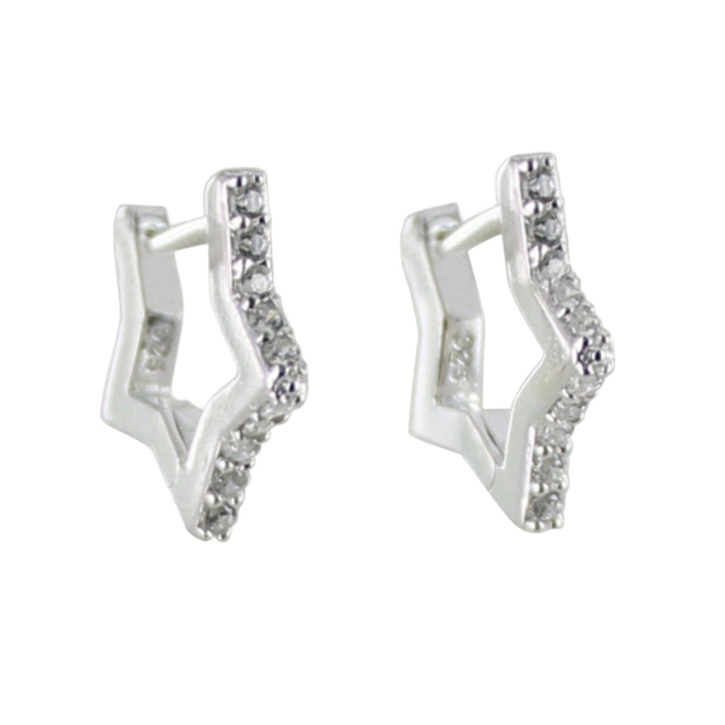 Sterling Silver Sparkle Star Huggies - Reeves & Reeves