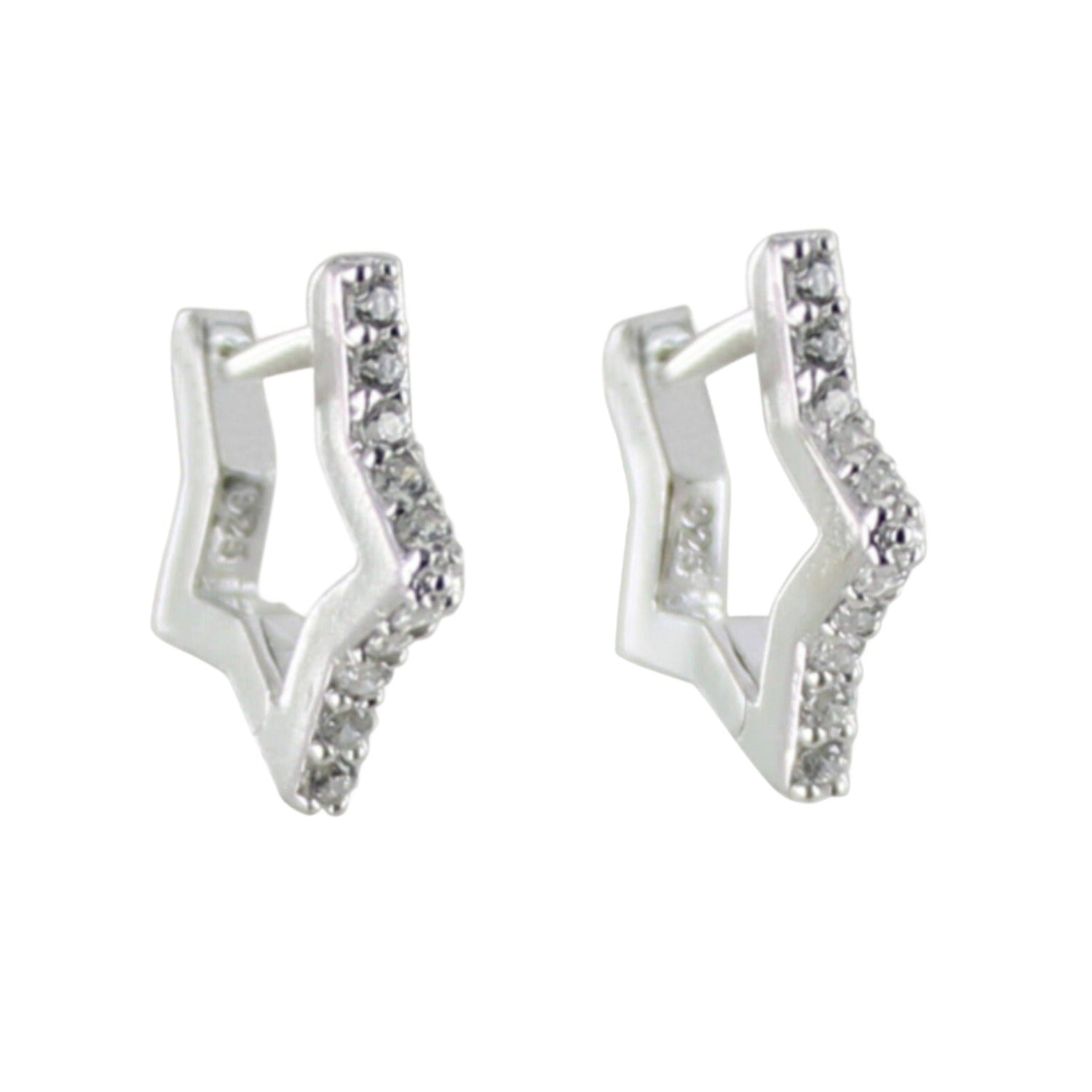Sterling Silver Sparkle Star Huggies - Reeves & Reeves