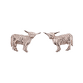 A pair of Highland Cow stud earrings, in sterling silver with 18ct rose gold plating.