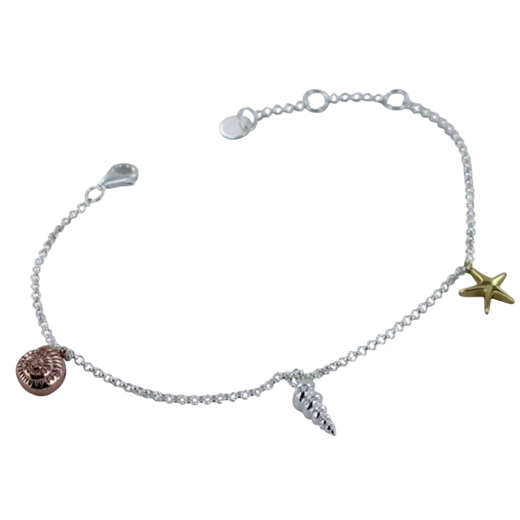 Sterling Silver Tri Colour Shell Bracelet - Reeves & Reeves