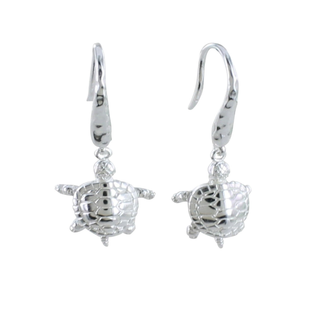 Sea Turtle Posts Screw Back Earring in Sterling Silver 0 / Silver Black Rhodium Plated