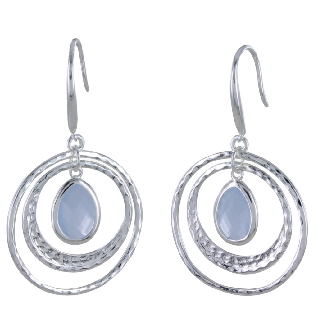 Sterling Silver Twin Ring Candy Stone Drop Earrings - Reeves & Reeves