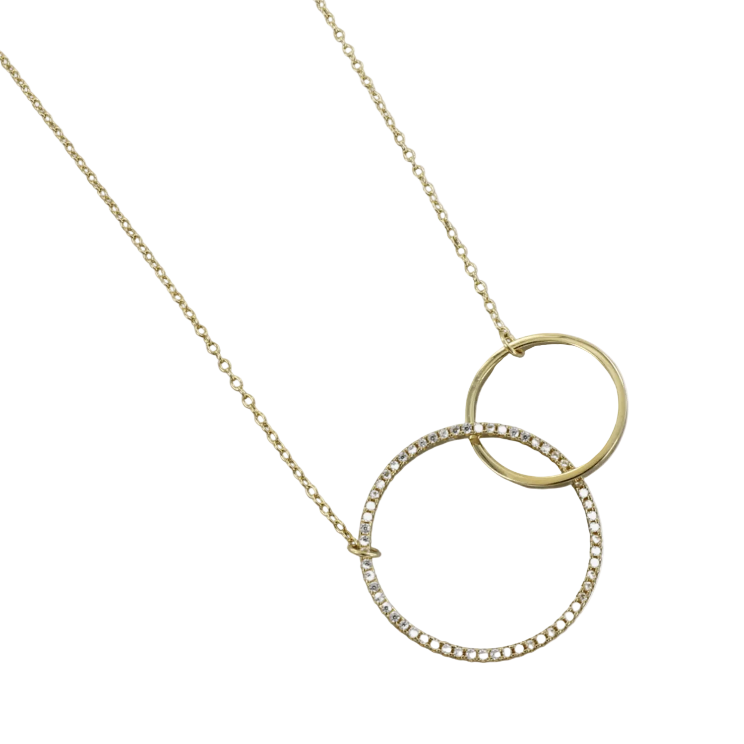 Sterling Silver Twin Ring Pavé Necklace - Reeves & Reeves