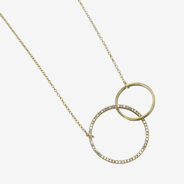 Sterling Silver Twin Ring Pavé Necklace - Reeves & Reeves