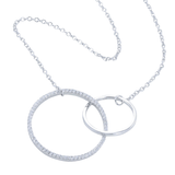 Sterling Silver Twin Ring Pavé Necklace - Reeves & Reeves