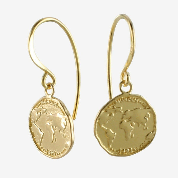 Sterling Silver World Coin Drop Earring - Reeves & Reeves