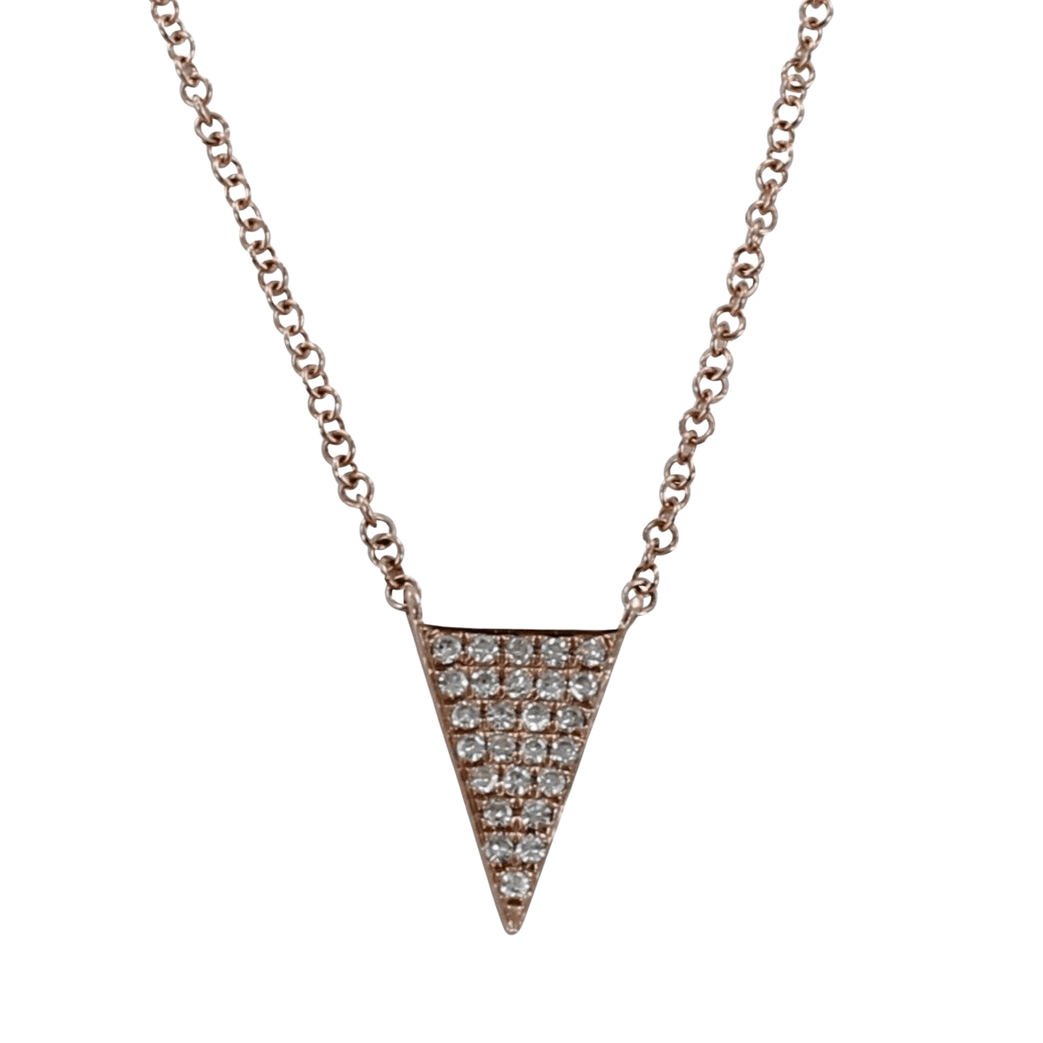 Stunning 14K Solid Gold and Diamond Triangle Design Necklace - Reeves & Reeves