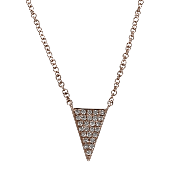 Stunning 14K Solid Gold and Diamond Triangle Design Necklace - Reeves & Reeves