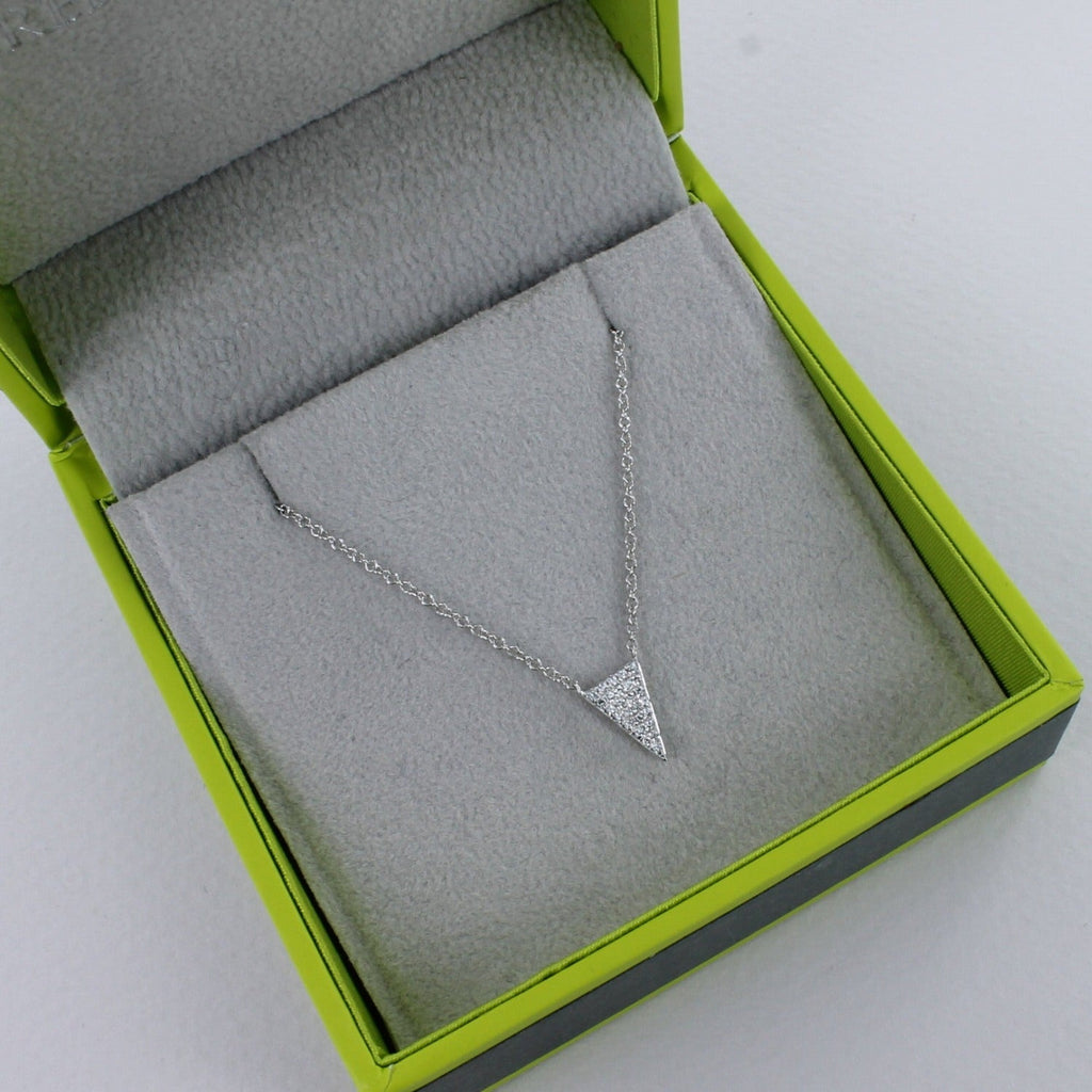 Stunning 14K Solid Gold and Diamond Triangle Design Necklace - Reeves & Reeves