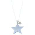 Silver Star Pendant with gold plate smaller star hanging on a silver adjustable chain.