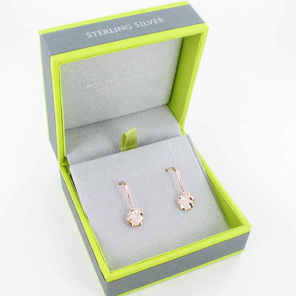 Textured Luna Drop Earrings in Sterling Silver - Reeves & Reeves