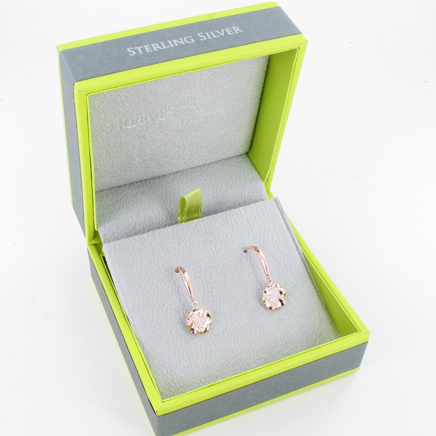 Textured Luna Drop Earrings in Sterling Silver - Reeves & Reeves