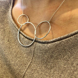 Three Halo Necklace in Sterling Silver - Reeves & Reeves