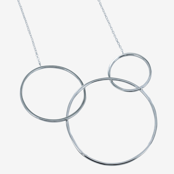 Three Halo Necklace in Sterling Silver - Reeves & Reeves