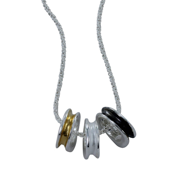 Tri Colour 3 Pendant Necklace in Sterling Silver - Reeves & Reeves