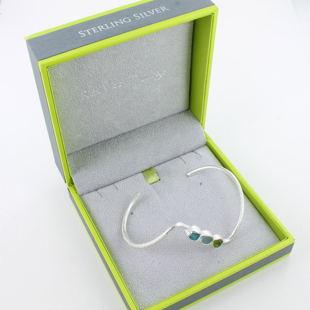 Trio Rough Stone Cuff Bracelet in Sterling Silver - Reeves & Reeves