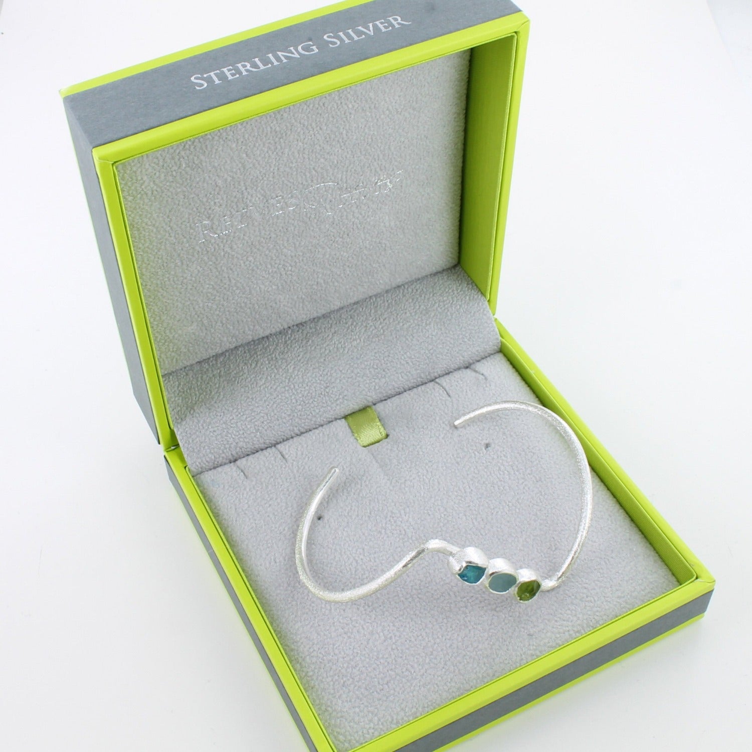 Trio Rough Stone Cuff Bracelet in Sterling Silver - Reeves & Reeves