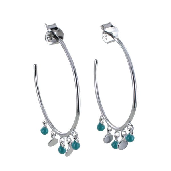 Turquoise Sterling Silver Dotty Hoop Earring - Reeves & Reeves