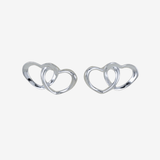 Twin Hearts Sterling Silver Stud Earrings - Reeves & Reeves