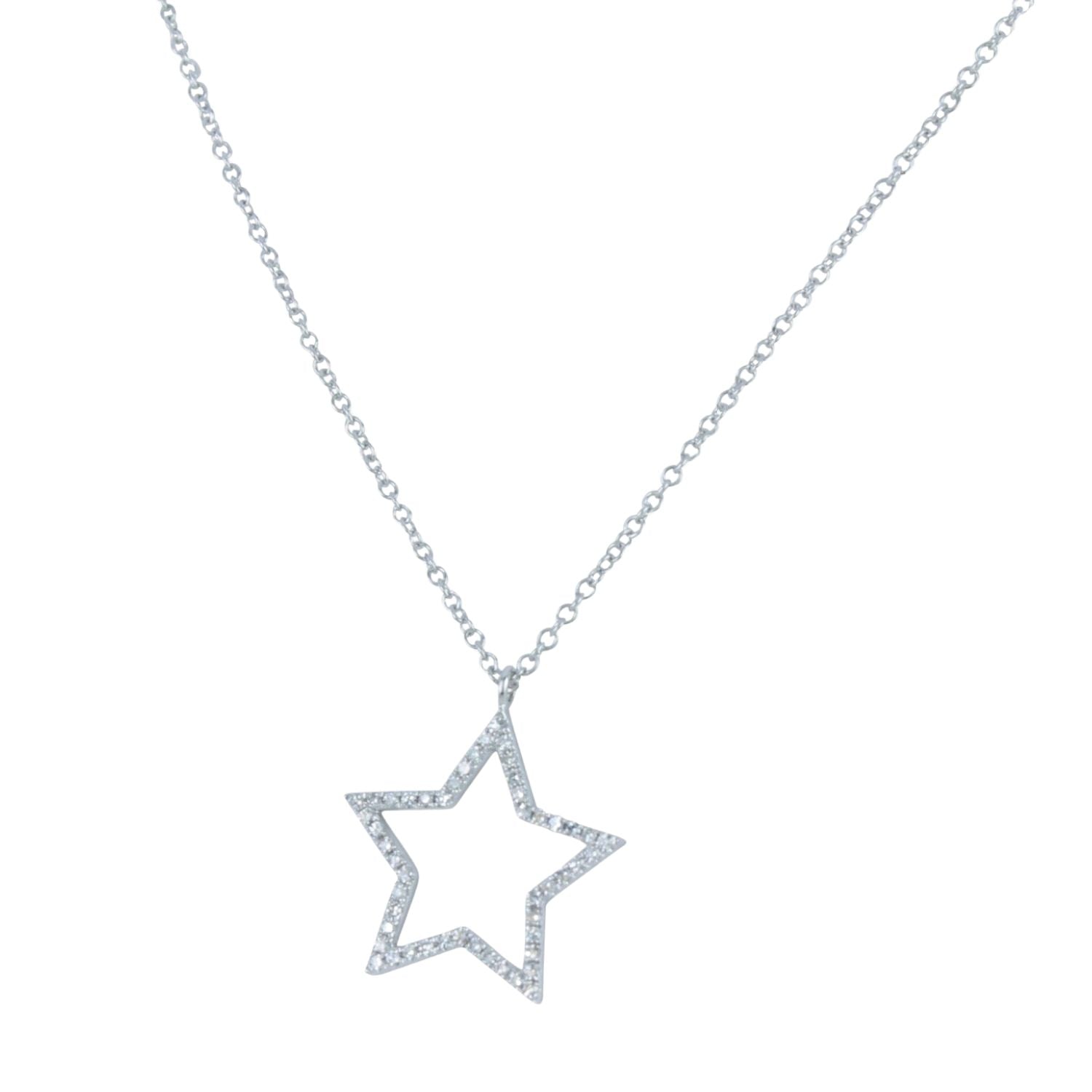 White Gold and Diamond Star Necklace - Reeves & Reeves