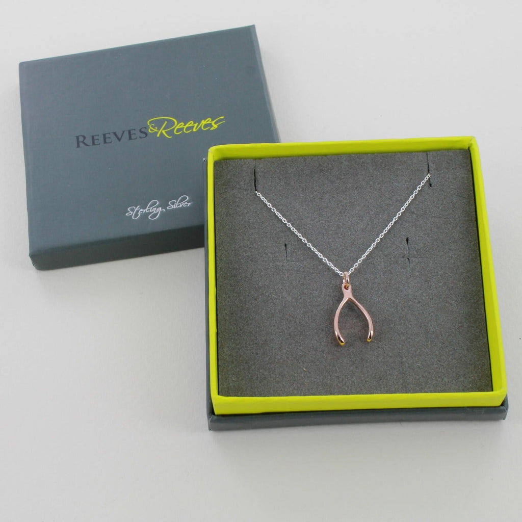 Sterling Silver Sideways Wishbone Pendant Necklace With Cubic Zirconia Stones